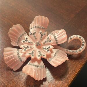 Pink Floral Rhinestone Statement Brooch